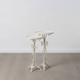 Ixia Set de 2 Mesitas Crema de Metal 40 x 40 x 77 cm