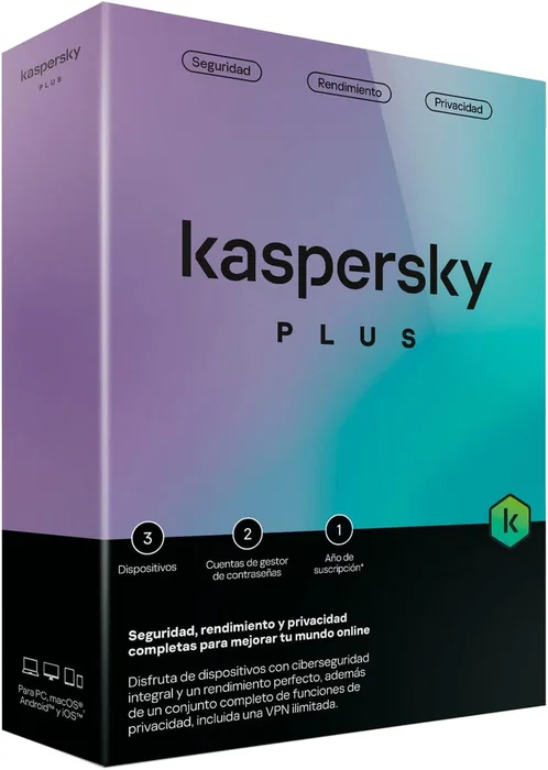 Kaspersky Antivirus Plus 2024 | Software de seguridad 1 año para 3 dispositivos | Licencia en español | VPN Ilimitada y administrador de contraseñas