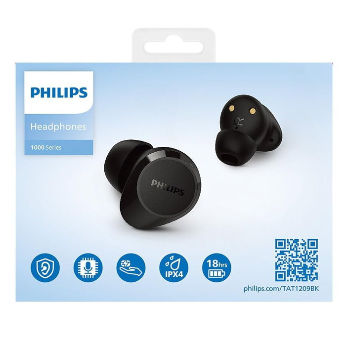 Philips TAT1209BK/00 Auriculares True Wireless Negro con Estuche de Carga Philips TAT1209BK/00 Auriculares True Wireless Negro con Estuche de Carga