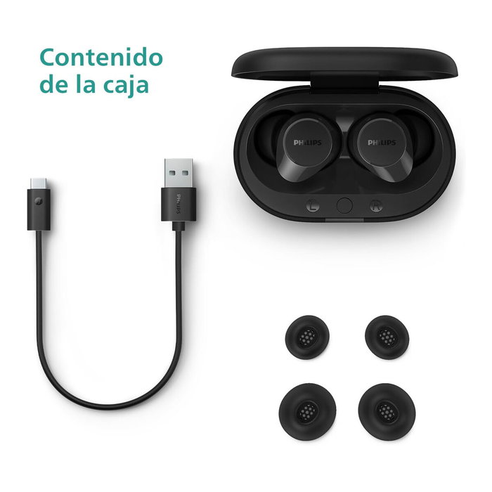 Philips TAT1209BK/00 Auriculares True Wireless Negro con Estuche de Carga Philips TAT1209BK/00 Auriculares True Wireless Negro con Estuche de Carga