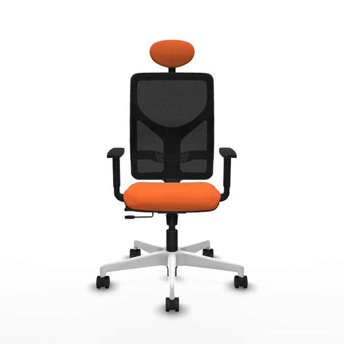 PIQUERAS Y CRESPO Silla de oficina Motilla con mecanismo Sincro/Traslack, Tela Naranja y Malla Negra