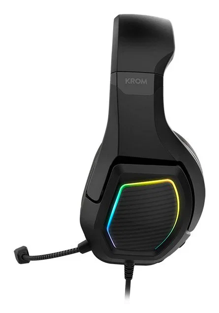 Krom Kopa 7.1 - Auriculares Gaming Diadema con Sonido Virtual 7.1, Iluminación RGB, Altavoces 50mm, Micrófono, USB, Compatible con PC, PS4, PS5, Nintendo Switch - Negro