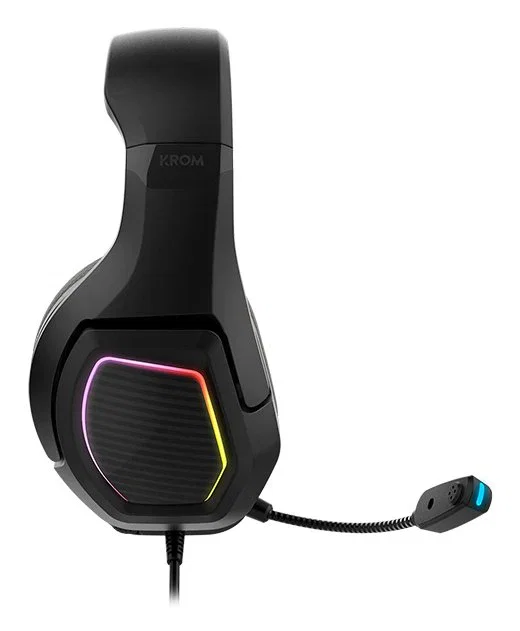 Krom Kopa 7.1 - Auriculares Gaming Diadema con Sonido Virtual 7.1, Iluminación RGB, Altavoces 50mm, Micrófono, USB, Compatible con PC, PS4, PS5, Nintendo Switch - Negro