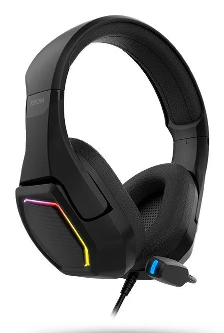 Krom Kopa 7.1 - Auriculares Gaming Diadema con Sonido Virtual 7.1, Iluminación RGB, Altavoces 50mm, Micrófono, USB, Compatible con PC, PS4, PS5, Nintendo Switch - Negro