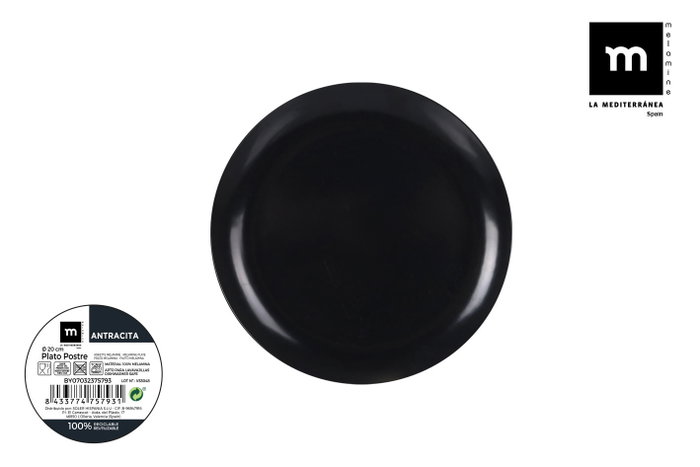 La Mediterranea Plato Postre Melamina Antracita 19.9 cm (24 Unidades) La Mediterranea Plato Postre Melamina Antracita 19.9 cm (24 Unidades)