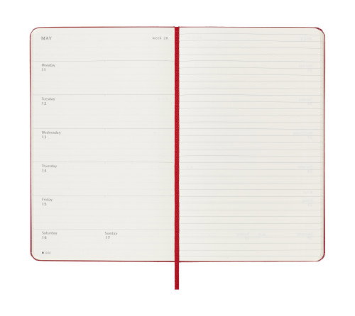 Moleskine Agenda 18 Meses Semanal L (13x21 cm) 2025-2026 Tapa Dura Rojo DHF218WN3Y26