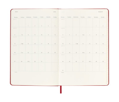 Moleskine Agenda 18 Meses Semanal L (13x21 cm) 2025-2026 Tapa Dura Rojo DHF218WN3Y26