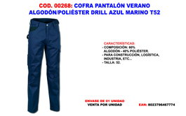 COFRA Pantalón de Verano Algodón/Pol. Drill Azul Marino T52