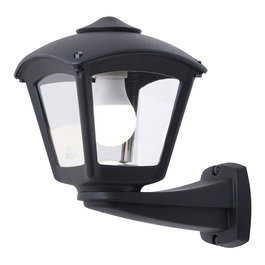 Fumagalli Farol de Pared con Brazo Modelo Nardo/Roby - Negro, IP55 Exterior, Casquillo E27 Max 23W, Transparente, Incluye Fijación, 195x260x275 mm