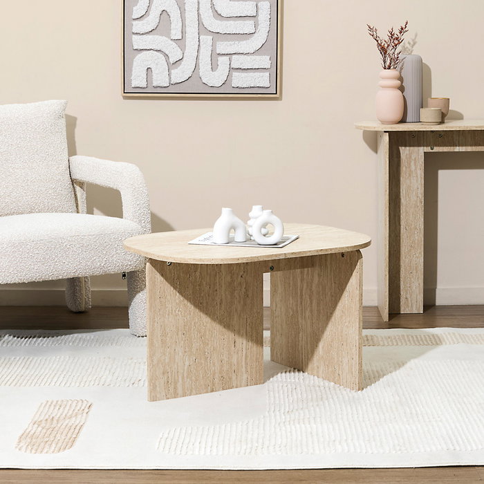 Home Deco Factory Mesa Baja Pietra Colección Terra Nova 72x53 cm Altura 45 cm