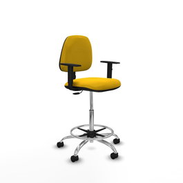 PIQUERAS Y CRESPO Taburete Isso CP bali amarillo con brazos 1D y base cromada