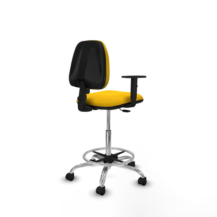 PIQUERAS Y CRESPO Taburete Isso CP bali amarillo con brazos 1D y base cromada