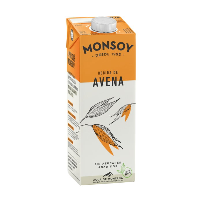 Monsoy Bebida de Avena Bio 1L - Vegetal Sin Azúcares Añadidos, Rica en Proteínas Monsoy Bebida de Avena Bio 1L - Vegetal Sin Azúcares Añadidos, Rica en Proteínas