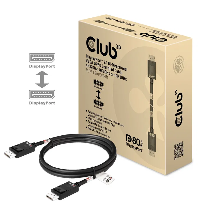 Club 3D CAC-1091 Cable DisplayPort 2.1 VESA DP80 1,2m