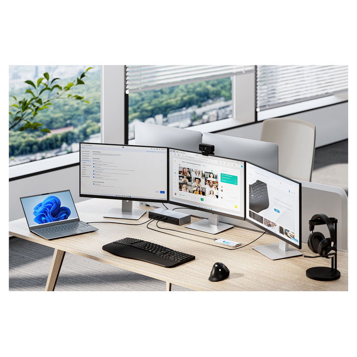 Kensington SD5000T5 EQ Docking Station Triple - Replicador de Puertos Thunderbolt 5 con 140W PD, 3 Pantallas 8K, Conexión Gigabit Ethernet y Lector de Tarjetas, para Windows/macOS