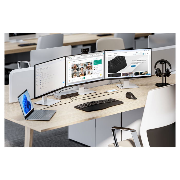 Kensington SD5000T5 EQ Docking Station Triple - Replicador de Puertos Thunderbolt 5 con 140W PD, 3 Pantallas 8K, Conexión Gigabit Ethernet y Lector de Tarjetas, para Windows/macOS