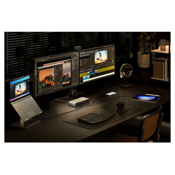 Kensington SD5000T5 EQ Docking Station Triple - Replicador de Puertos Thunderbolt 5 con 140W PD, 3 Pantallas 8K, Conexión Gigabit Ethernet y Lector de Tarjetas, para Windows/macOS