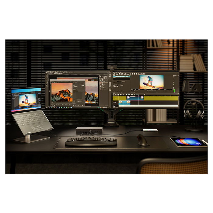 Kensington SD5000T5 EQ Docking Station Triple - Replicador de Puertos Thunderbolt 5 con 140W PD, 3 Pantallas 8K, Conexión Gigabit Ethernet y Lector de Tarjetas, para Windows/macOS