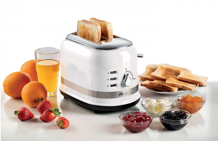 Ariete 149/01 Tostador Moderna de 2 Ranuras Blanco con Pinzas