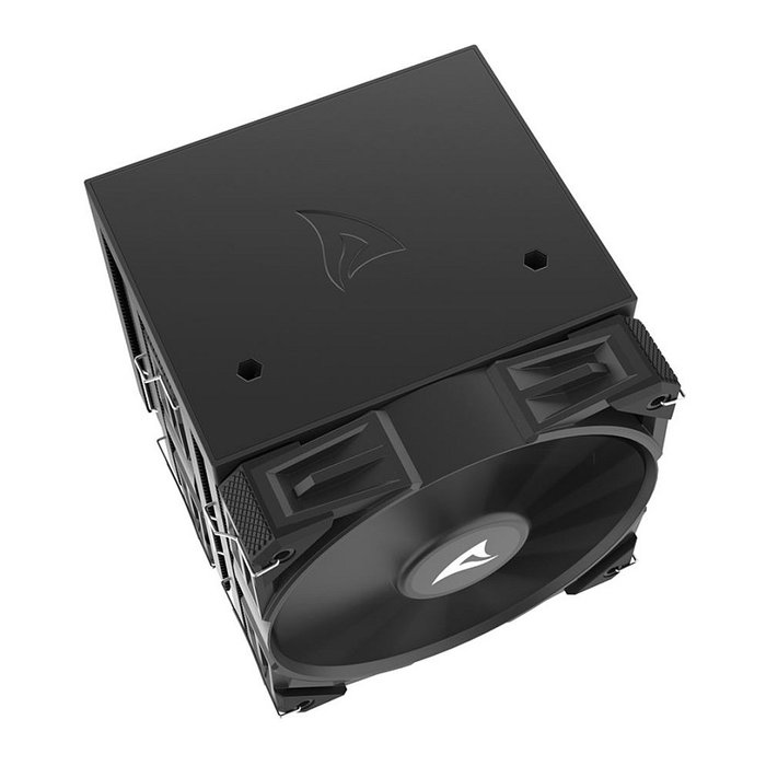 Sharkoon A60 Refrigerador de aire para CPU, Doble Torre, 6 Tubos de Calor, 2x12 cm PWM, 260W TDP, LGA1851, Negro