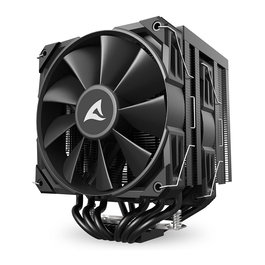 Sharkoon A60 Refrigerador de aire para CPU, Doble Torre, 6 Tubos de Calor, 2x12 cm PWM, 260W TDP, LGA1851, Negro