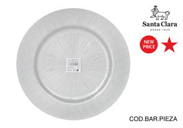 Ybajo Plato de Vidrio 31 cm Elite Glitter Color Plata - Colección 230