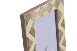 DKD Home Decor Set de Marcos de Fotos de Mango y Cristal Beige