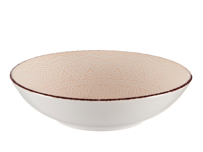 Vessia Plato Relieve Hondo Beige 20 cm Gres Apto Lavavajillas Microondas (Set de 24)