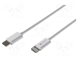 NATEC Cable USB 2.0 PRATI de 1m, Lightning a USB C, Blanco