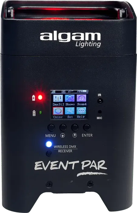 ALGAMLIGHT Foco LED 6x12W RGBWAUV Batería DMX Inalámbrico IR 72W