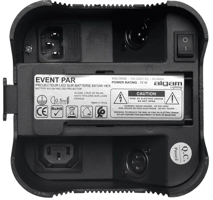 ALGAMLIGHT Foco LED 6x12W RGBWAUV Batería DMX Inalámbrico IR 72W