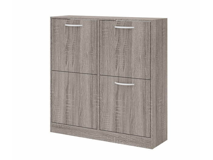 Giftdecor Zapatero de Madera de 2 Pisos con 4 Puertas, Color Gris, Dimensiones 80 x 82 x 24 cm