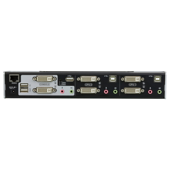 ATEN CS1642A Switch KVMP DVI-I Dual Link/Dual Display Ethernet USB 2 Puertos 2560x1600 Pixeles Audio Montaje en Rack 1U Negro Plata
