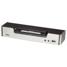 ATEN CS1642A Switch KVMP DVI-I Dual Link/Dual Display Ethernet USB 2 Puertos 2560x1600 Pixeles Audio Montaje en Rack 1U Negro Plata