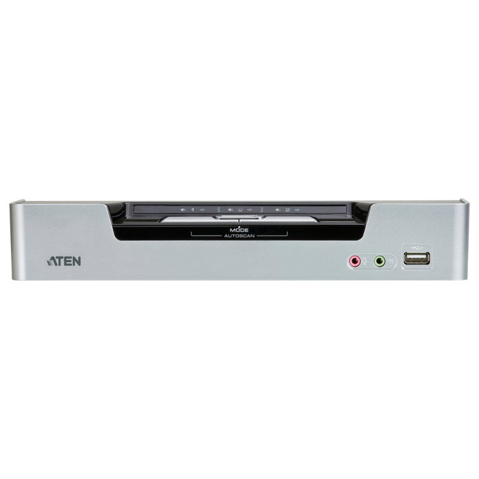 ATEN CS1642A Switch KVMP DVI-I Dual Link/Dual Display Ethernet USB 2 Puertos 2560x1600 Pixeles Audio Montaje en Rack 1U Negro Plata