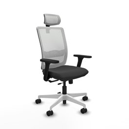 PIQUERAS Y CRESPO Silla de oficina Haches con mecanismo Sincro/Traslack, Gris oscuro y Blanco
