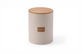 DKD Home Decor Bote de Metal y Bambú con Relieve Beige para Galletas
