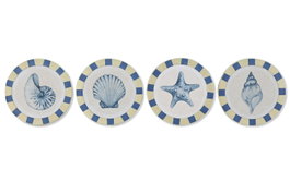 DKD Home Decor Decoracion Pared Mediterraneo Azul Blanco 30 x 30 cm (4 Unidades)