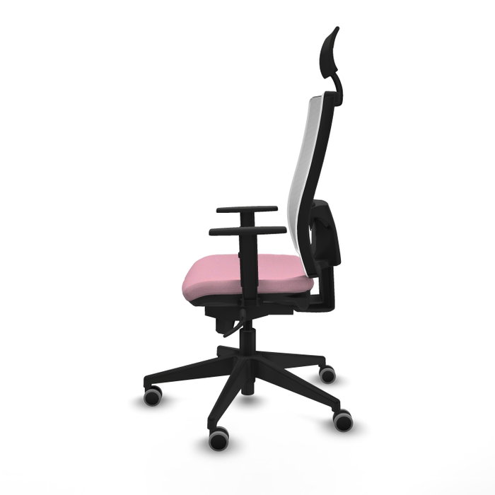 PIQUERAS Y CRESPO Silla de oficina Horna, Mecanismo Sincro, Rosa y Blanco