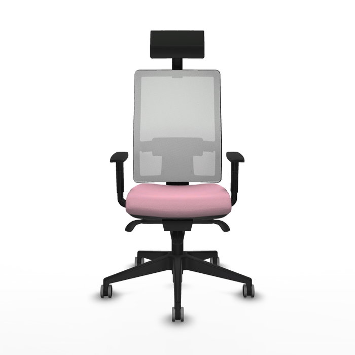 PIQUERAS Y CRESPO Silla de oficina Horna, Mecanismo Sincro, Rosa y Blanco