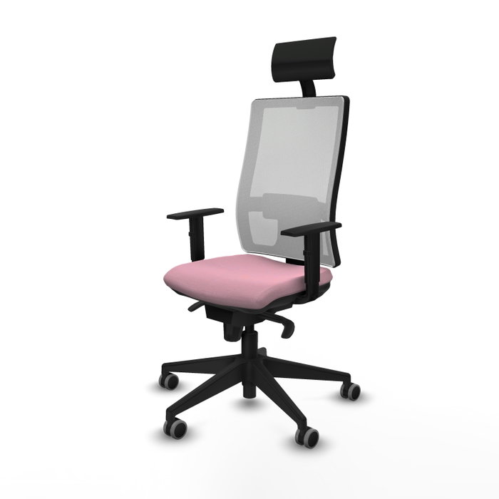 PIQUERAS Y CRESPO Silla de oficina Horna, Mecanismo Sincro, Rosa y Blanco