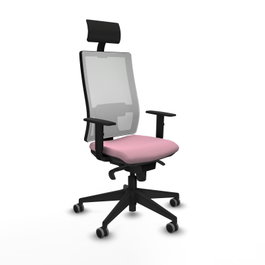 PIQUERAS Y CRESPO Silla de oficina Horna, Mecanismo Sincro, Rosa y Blanco