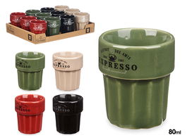 Vessia Vaso Expresso 80 ml Surtidos Colores Neutros 6x6x7 cm Loza Apto Lavavajillas Microondas Nevera (Set de 36)