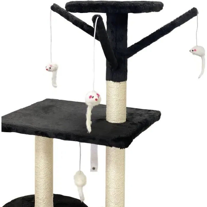 JIPSY Árbol para Gatos Mediano con Nicho y Percha ALC14 Negro 79 x 34 x 138 cm