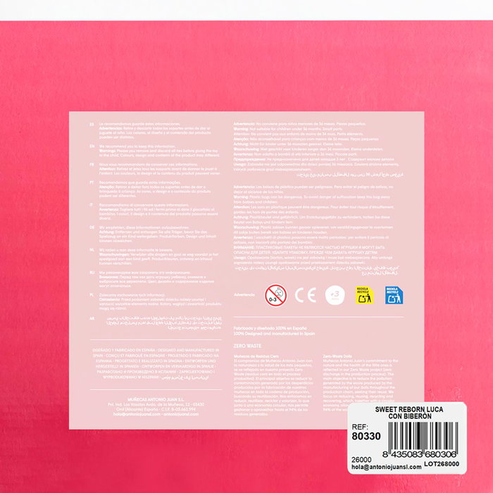 Muñecas Antonio Juan Sweet Reborn Luca 35 cm con Biberón y Manta Suave - Muñeco Realista para Niños +3 Años Muñecas Antonio Juan Sweet Reborn Luca 35 cm con Biberón y Manta Suave - Muñeco Realista para Niños +3 Años