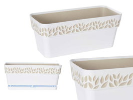 Stefanplast Jardinera Plastico 30 cm Cloe Blanca con Reserva de Agua 29.3 x 13.3 x 12.3 cm (Set de 12)