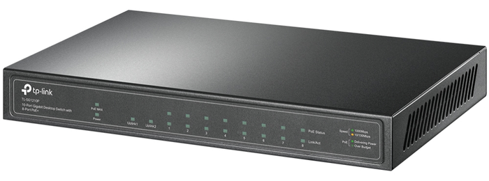 TP-Link TL-SG1210P Switch Gigabit de 10 puertos con 8 puertos PoE+ y 1 puerto SFP TP-Link TL-SG1210P Switch Gigabit de 10 puertos con 8 puertos PoE+ y 1 puerto SFP