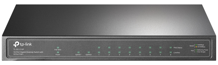 TP-Link TL-SG1210P Switch Gigabit de 10 puertos con 8 puertos PoE+ y 1 puerto SFP TP-Link TL-SG1210P Switch Gigabit de 10 puertos con 8 puertos PoE+ y 1 puerto SFP