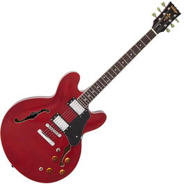 Vintage Guitarra Semi-Acústica VSA500 Cherry Red con Doble Bobina