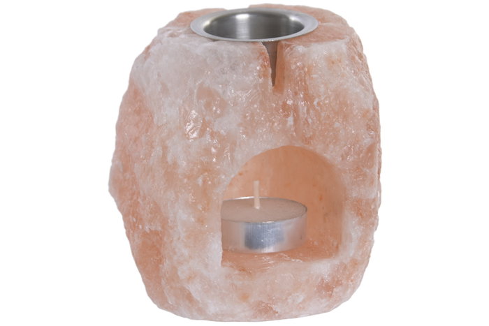 DKD Home Decor Quemador de Sal del Himalaya con Soporte Metálico DKD Home Decor Quemador de Sal del Himalaya con Soporte Metálico